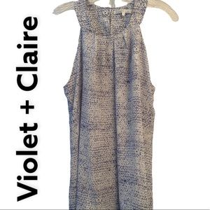 Violet + Claire Anthropologie Light Blue Print Sleeveless Blouse L